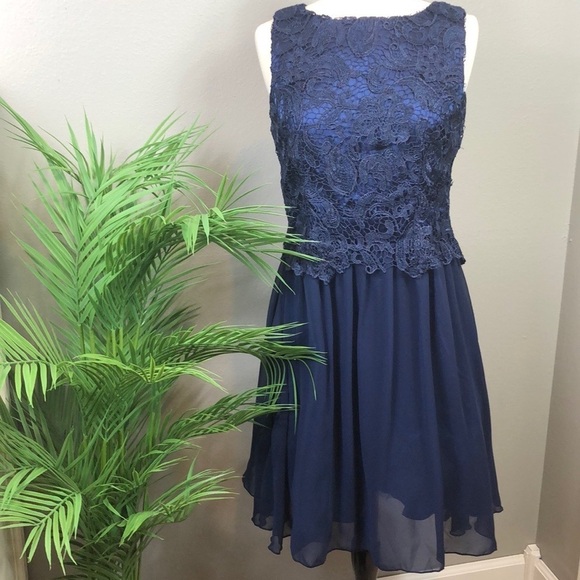 The London Company Dress Midi Navy Lace Evening 8 - Picture 1 of 11